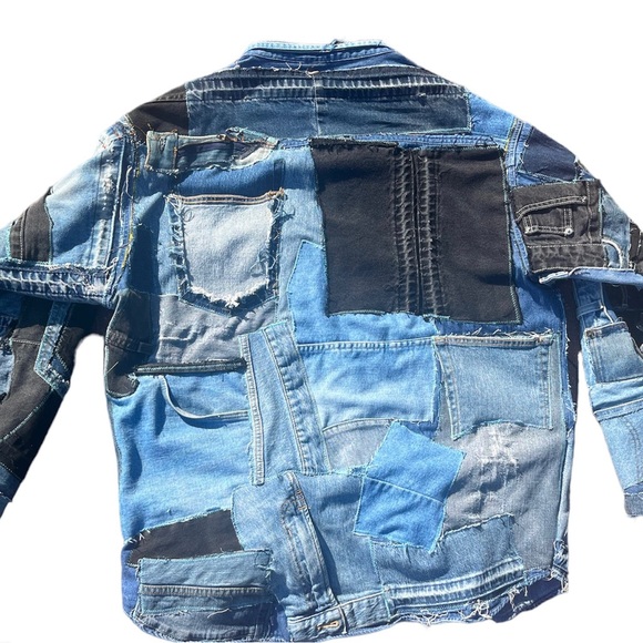 Patchwork Denim Flannel Reworked - Picture 2 of 7